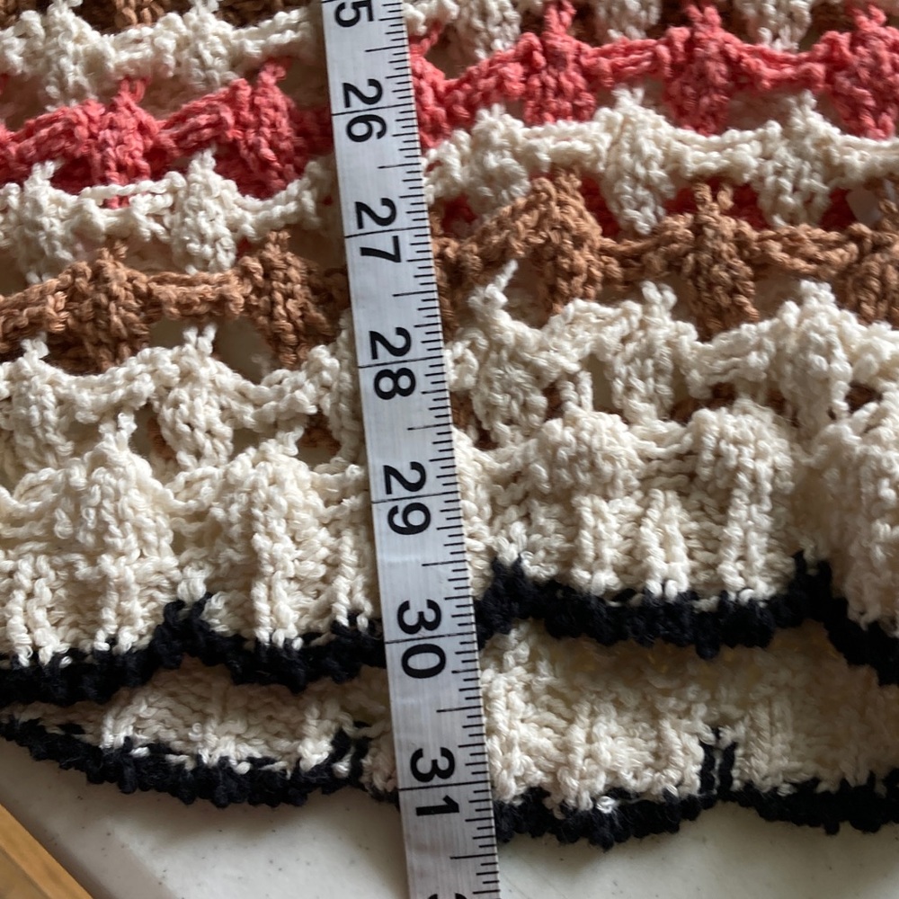 Mavi Cream Open-Weave Cardigan with Coral, Tan and Mint Stripes - Picture 9 of 10
